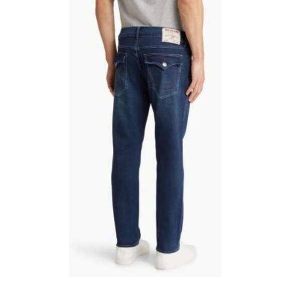 True Religion Mens Dark Wash Geno Flap Pockets Slim Fit Jeans Sz 34 x 32 NEW